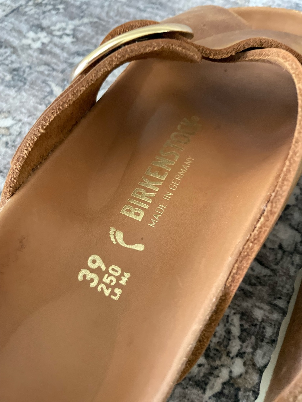 Birkenstock Big Buckle Sienna Cognac Brown Leather Gold Size 39 - Picture 5 of 9